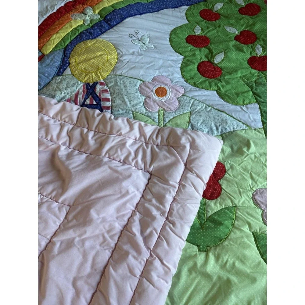 Sunbonnet Sue & Overall Sam Comforter 65x82 Rainbow Apple Tree Floral Vintage